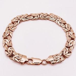 ✨ 14K solid yellow gold solid chunky Byzantine bracelet hollow vintage